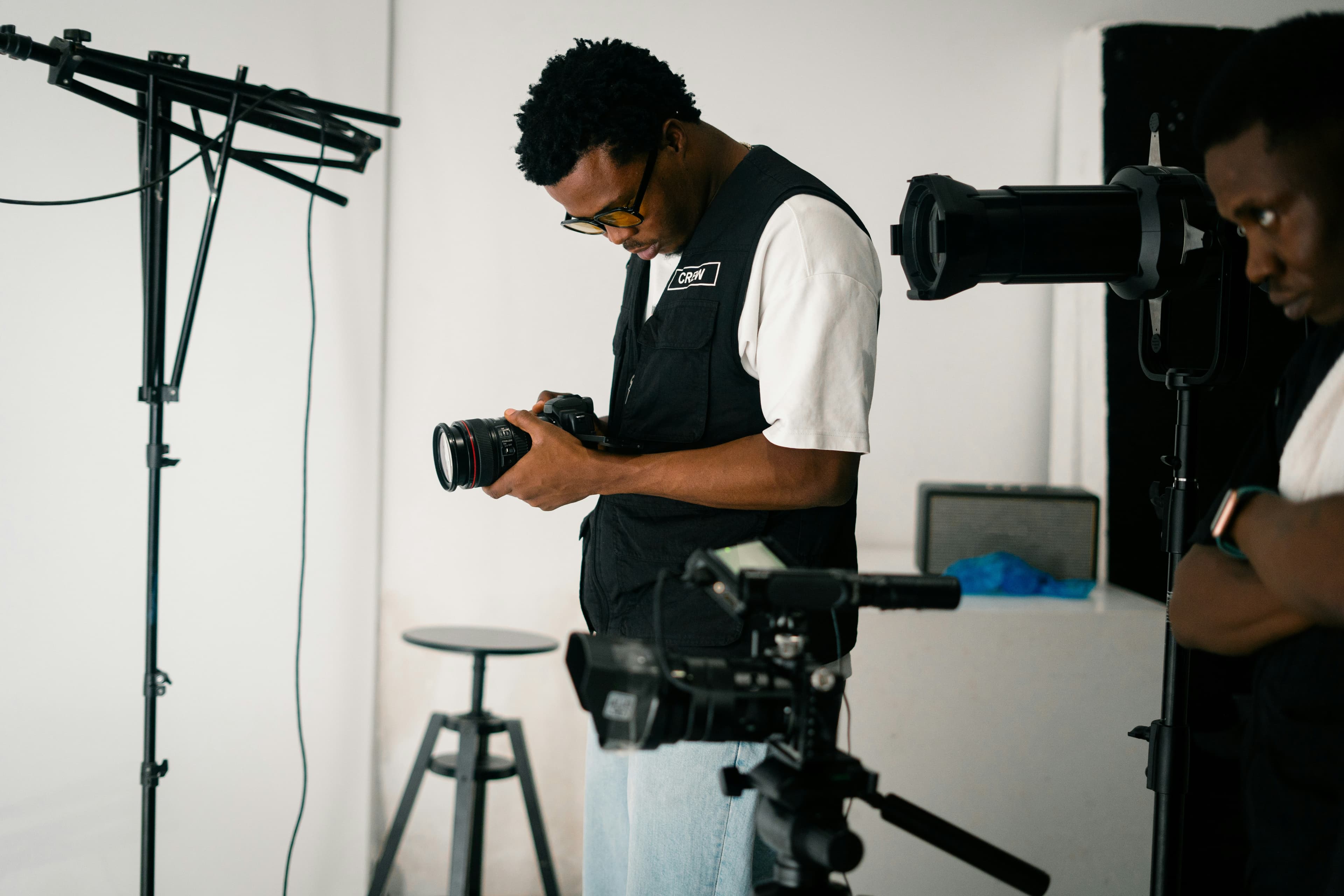A creative filming an event